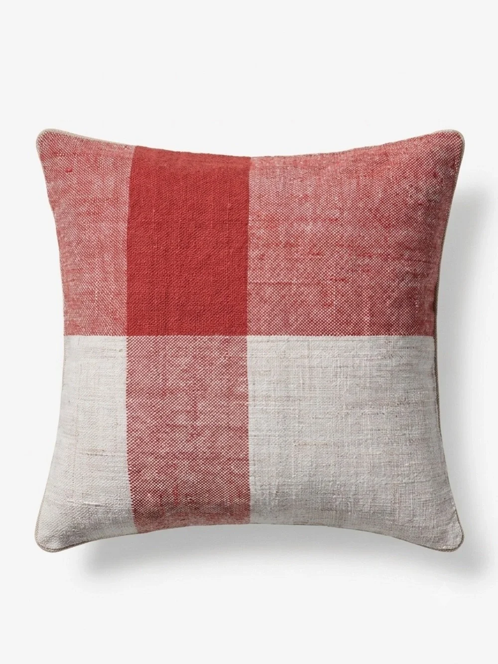 NWT Joon Loloi Susan Red Ivory Macro Plaid Pillow Cover 22x22 Holiday Accent⁠